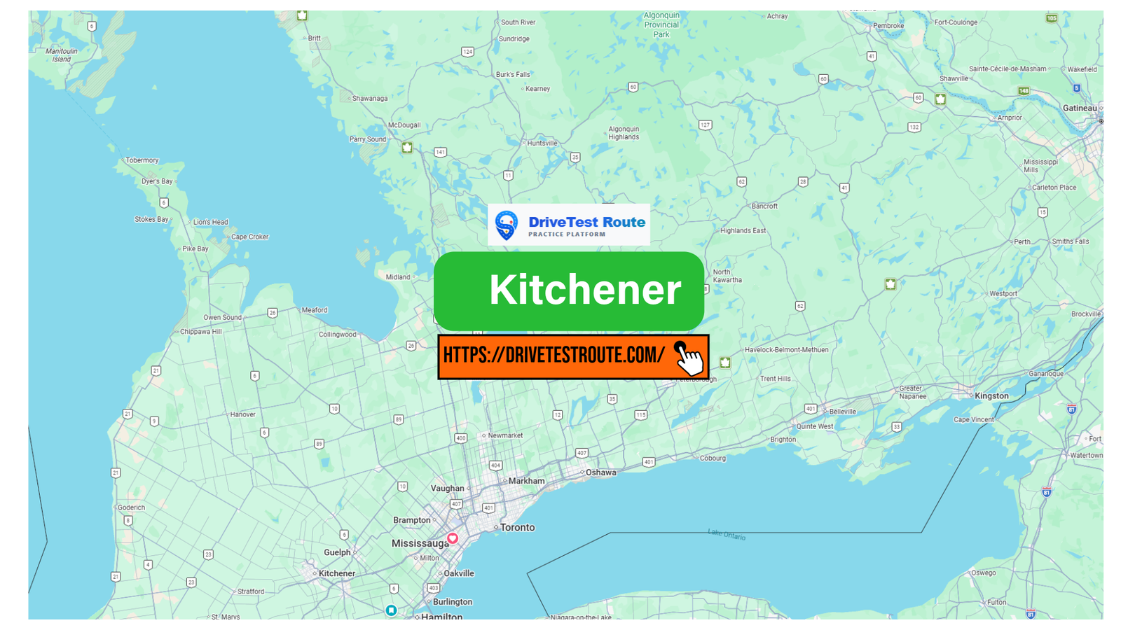 KITCHENER G Road Test Route No. 1 - Kitchener, Ontario Drive Test Route Map
