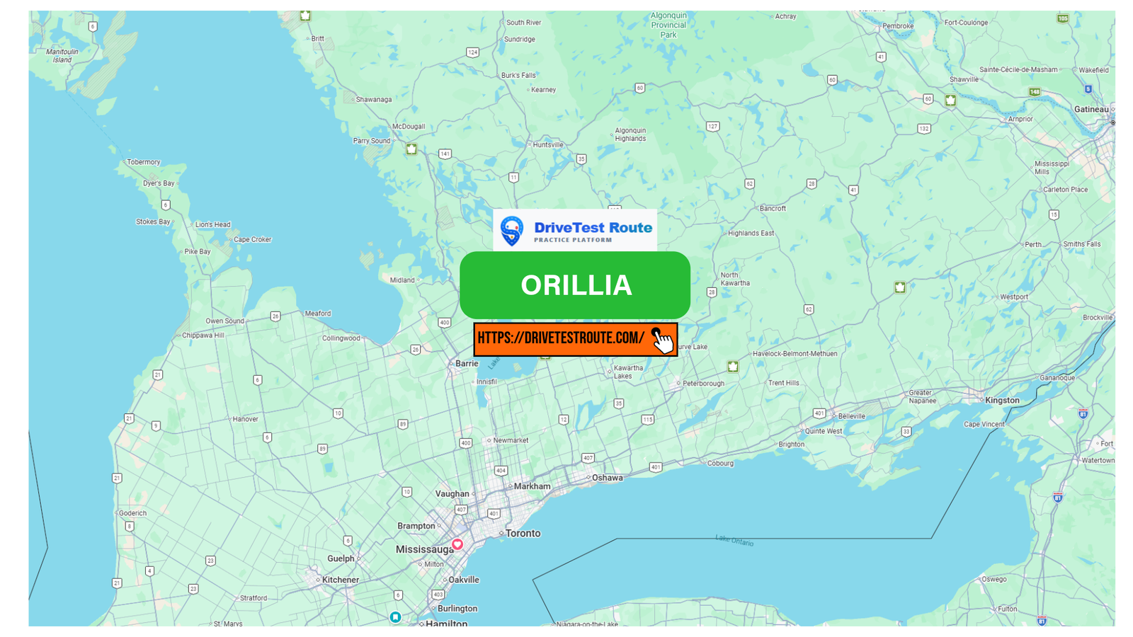 ORILLIA G Road Test Route - Orillia, Ontario Drive Test Route Map