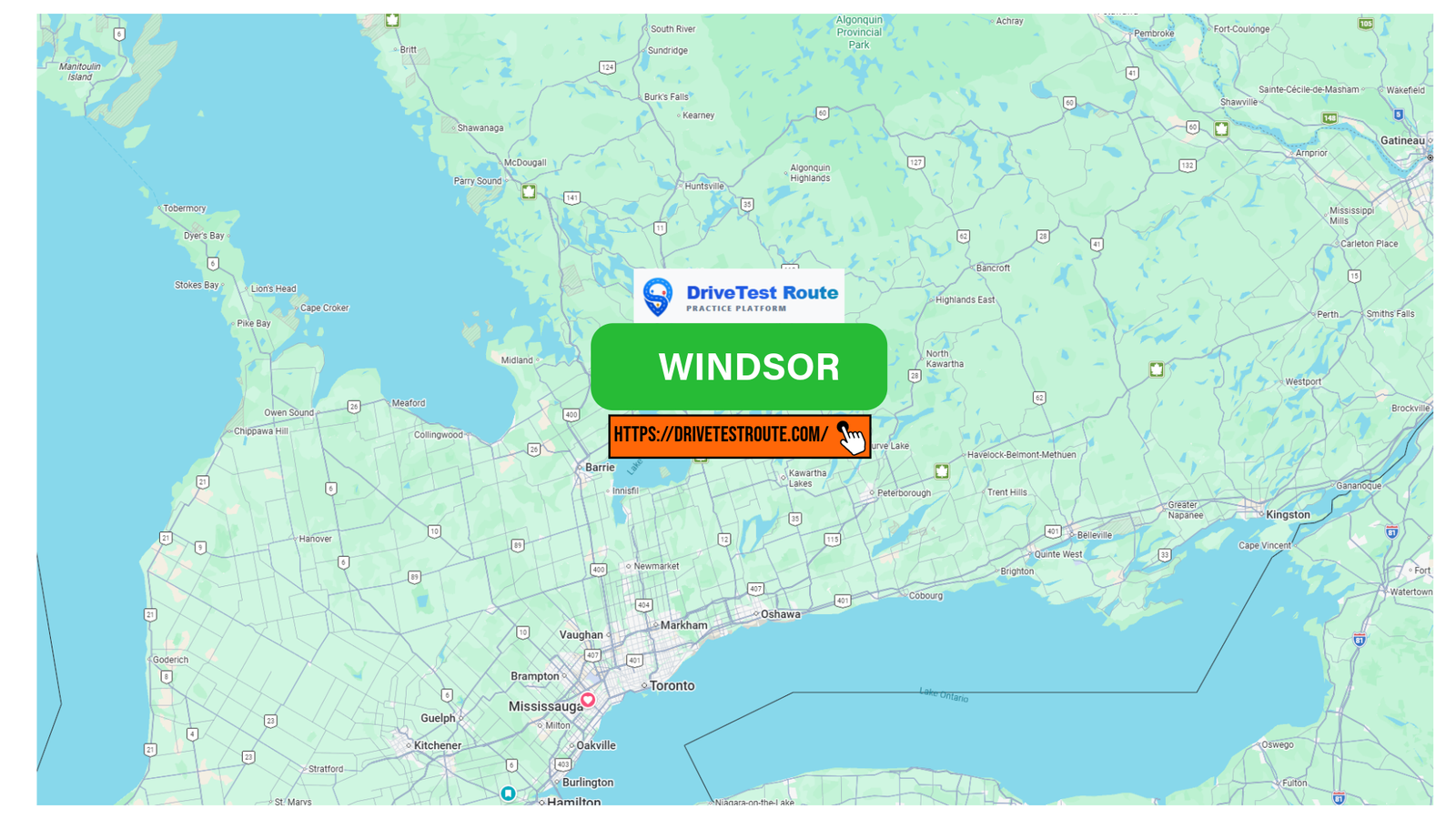 WINDSOR G Road Test Route Map - Windsor, Ontario Drive Test Route Map