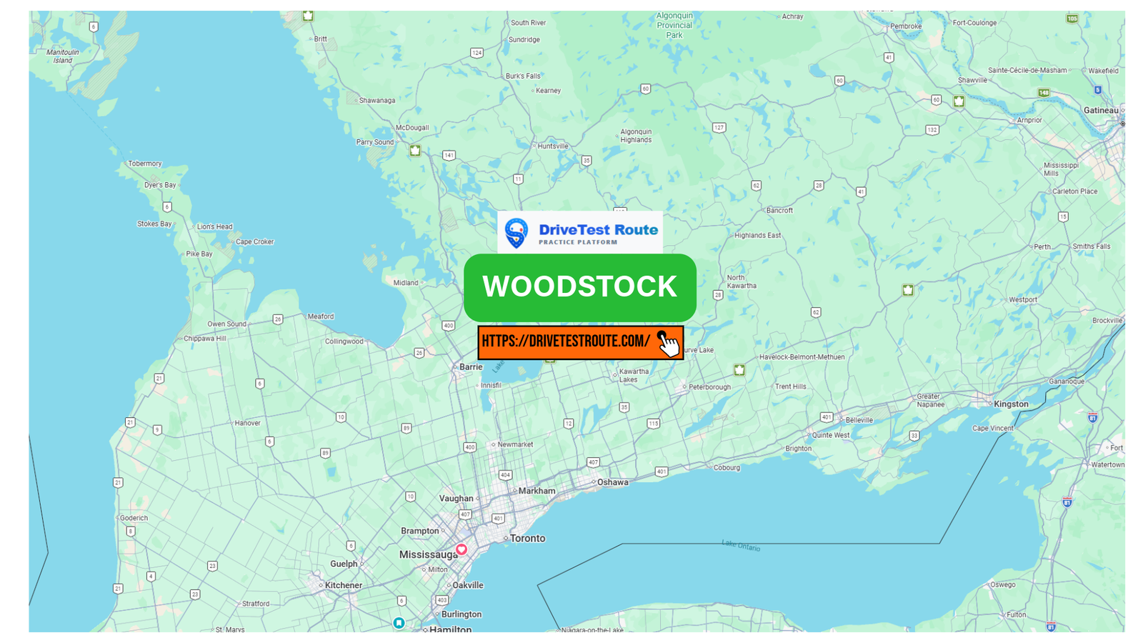 Woodstock G2 Test Route - Woodstock, Ontario Drive Test Route Map
